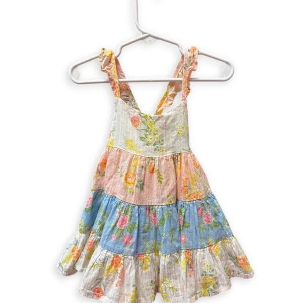 Catherine Malandrino Girls 12M Floral Patchwork Tiered Sundress Ruffle Cotton